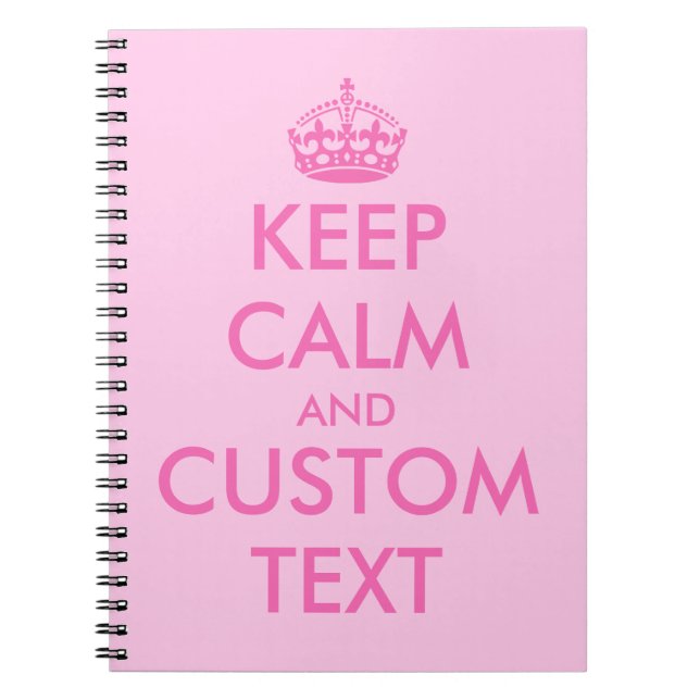 Rosa Keep Calm anteckningsbok | Personlig text Med Spiral (Framsidan)