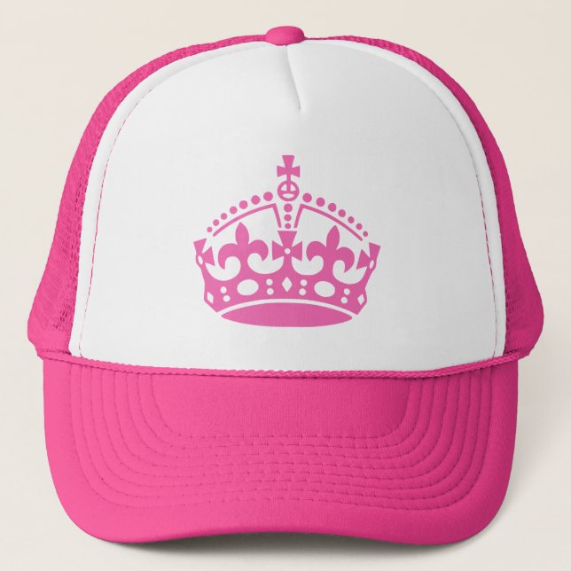Rosa keep calm mössa med krona logotyp. truckerkeps (Framsida)