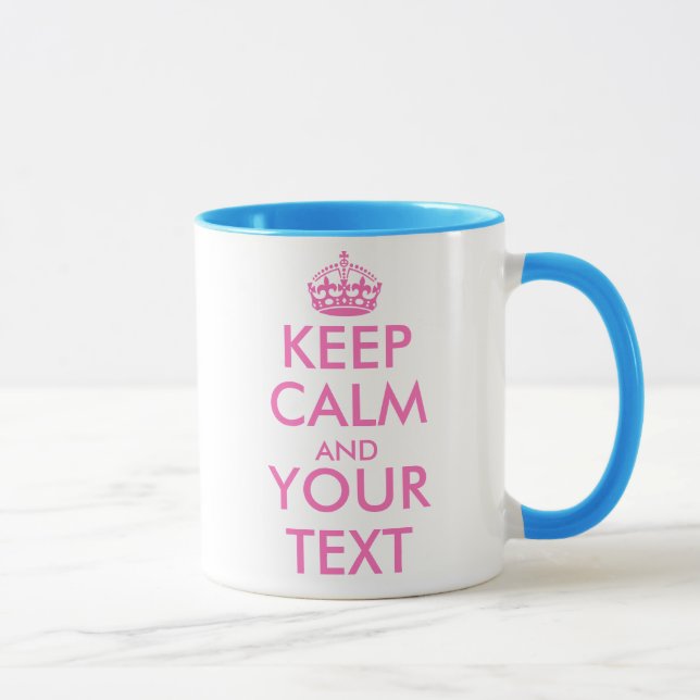 Rosa Keep Calm mugg malldesign | Anpassningsbar (Höger)