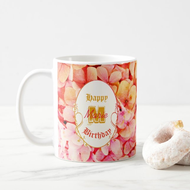 Rosa Keepsak Typography Elegant Grattis på födelse Kaffemugg (Med munk)
