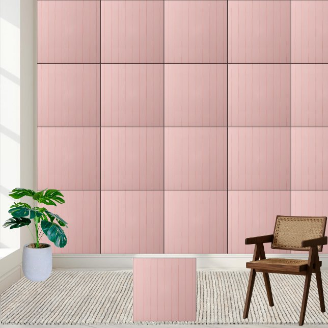 Rosa Keramiska plattan Streck Texturerad Kakelplatta (Pink Textured Pinstripes Ceramic Tile)