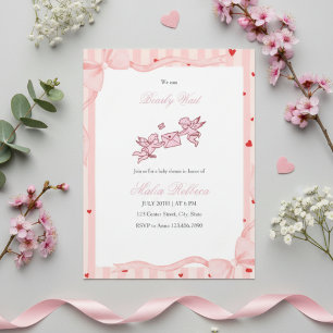 Rosa Kerub Bebis Bjudan Till Bebisfest Invitation Inbjudningar