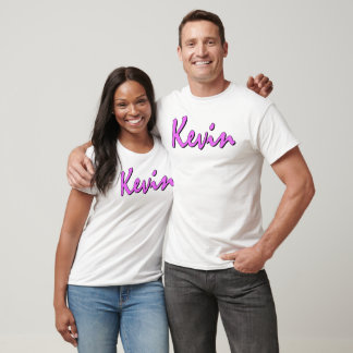 Rosa Kevin Logotyp on White Tanktop Tee Shirt