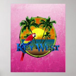 Rosa Key West solnedgång Poster