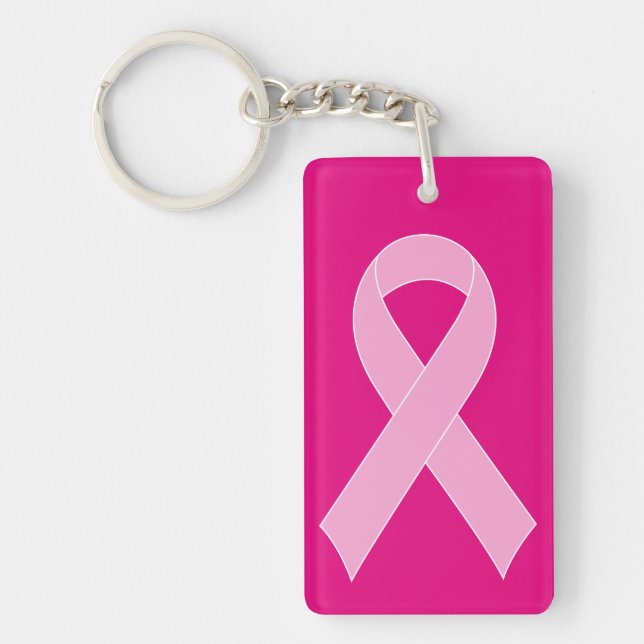 Rosa keychains för bandbröstcancermedvetenhet nyckelring (Framsidan)