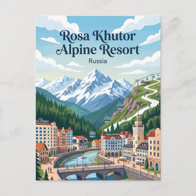 Rosa Khutor alpinanläggning Ryssland Vykort (Framsida)