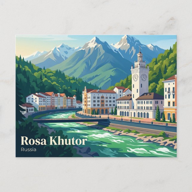 Rosa Khutor alpinanläggning Ryssland Vykort (Framsida)