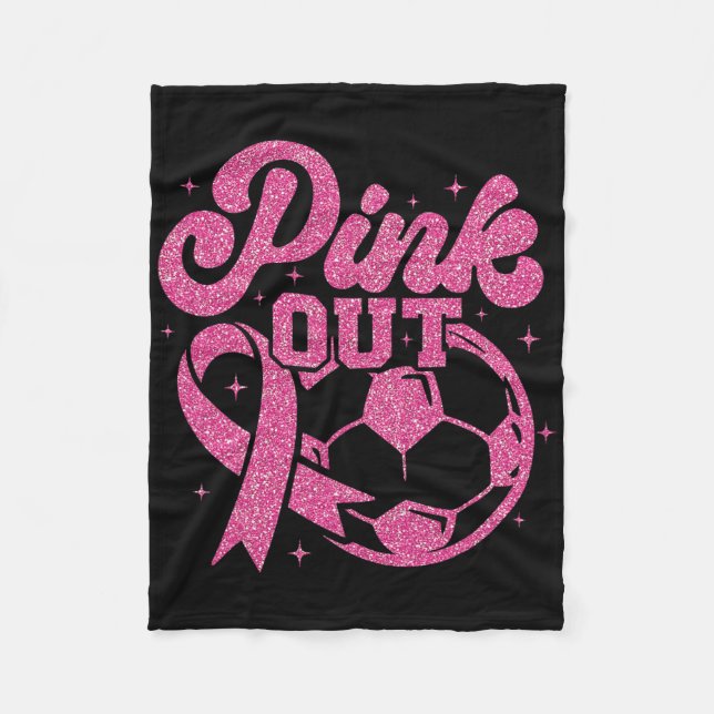 Rosa Kick För Ett Botemedel Fotboll Bröstcancer Ro Fleecefilt (Framsidan)