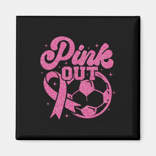 Rosa Kick För Ett Botemedel Fotboll Bröstcancer Ro Magnet (Framsidan)
