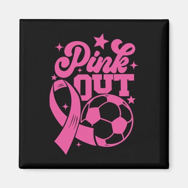 Rosa Kick För Ett Botemedel Fotboll Bröstcancer Ro Magnet (Framsidan)
