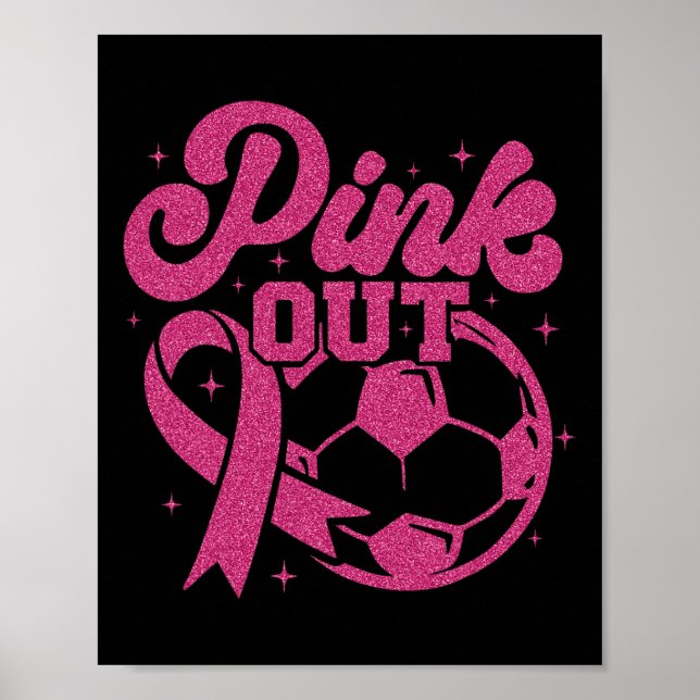 Rosa Kick För Ett Botemedel Fotboll Bröstcancer Ro Poster (Framsidan)