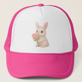 Rosa Kids Hat med Cute Rosa Bunny Keps