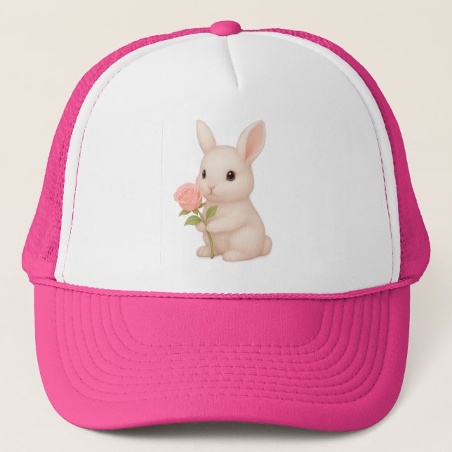 Rosa Kids Hat med Cute Rosa Bunny Keps (Framsida)