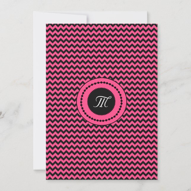 Rosa kilformad monogram bröllop inbjudningar (Framsida)