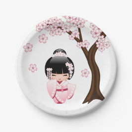 Rosa Kimono Kawaii Kokeshi Docka