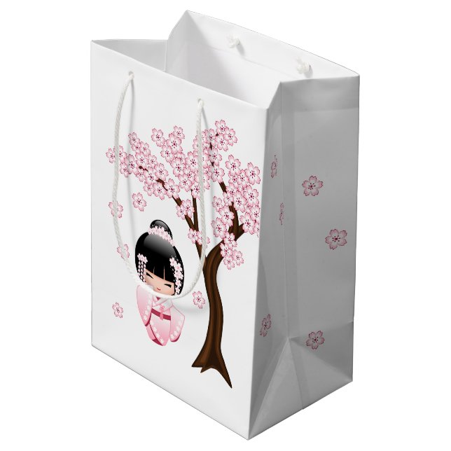 Rosa Kimono Kawaii Kokeshi Docka (Baksidan Vinklad)