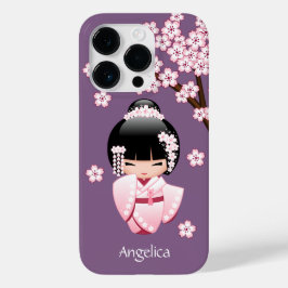 Rosa Kimono Kawaii Kokeshi Docka på Lila