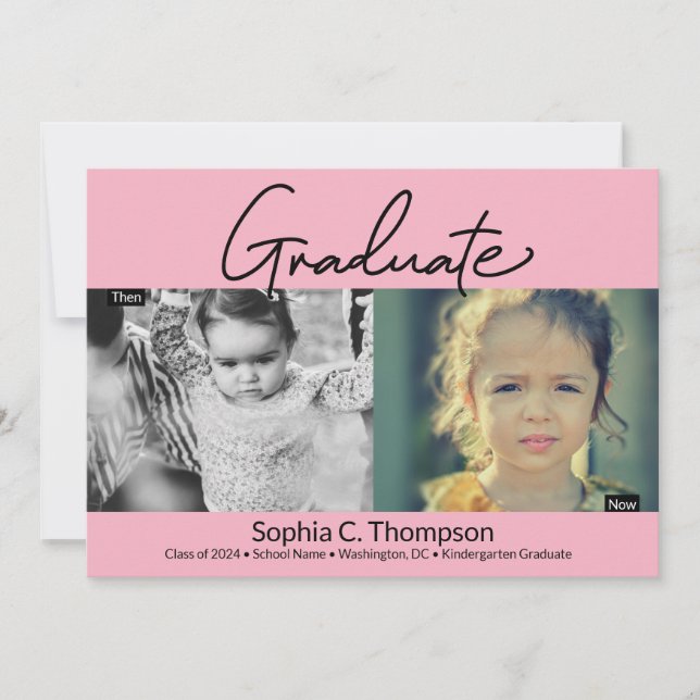 Rosa Kindergarten Student, nu och sedan Meddelande (Framsida)