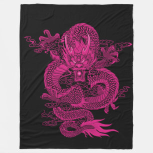 Rosa kinesisk kejsaredrake fleecefilt