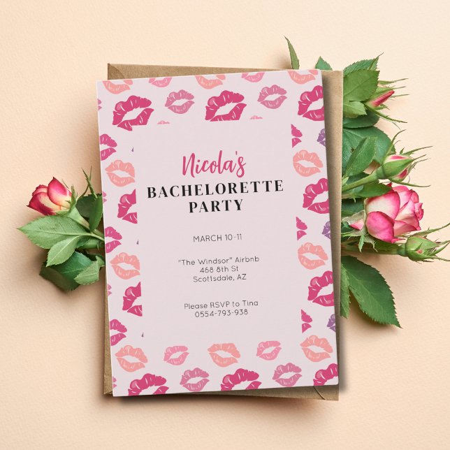 Rosa Kiss Läppar Bachelorette-partiets inbjudan (Skapare uppladdad)
