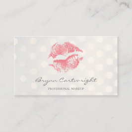 Rosa Kiss Läppar med Golden Bokeh Dots Makeup Visitkort