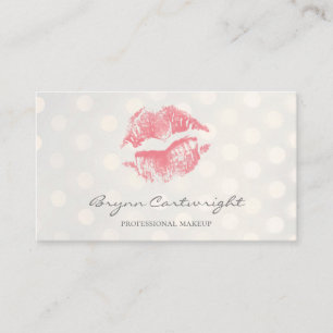 Rosa Kiss Läppar med Golden Bokeh Dots Makeup Visitkort