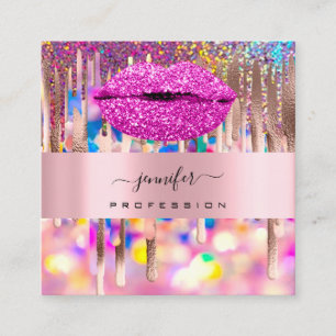 Rosa KISS LIPMakeup Artist Unicorn Holograph Drive Fyrkantigt Visitkort