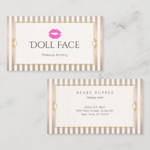 Rosa Kiss Vintage Makeup Artist Guld Rand Beauty Visitkort