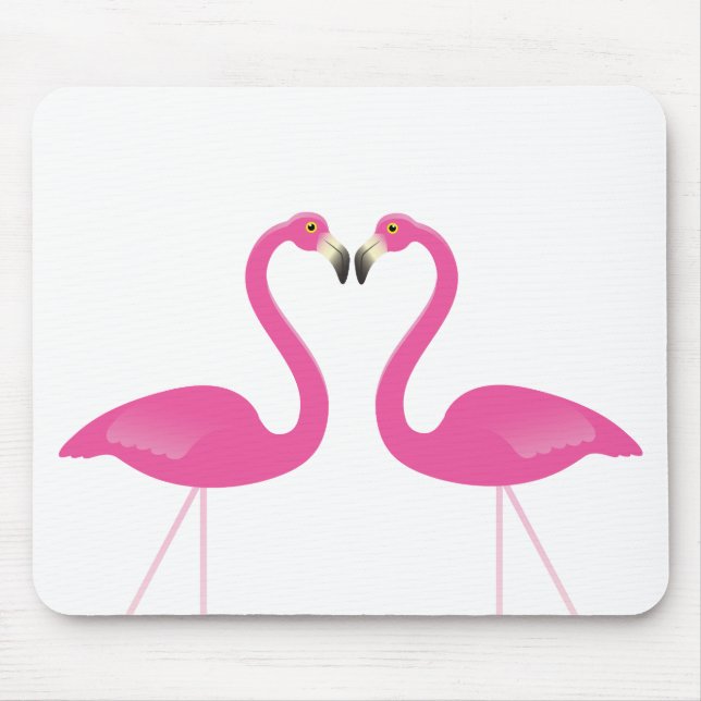 Rosa Kissing Flamingos Mousepad Musmatta (Framsidan)