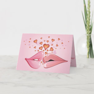 Rosa Kissing Läppar Valentine Card Helgkort
