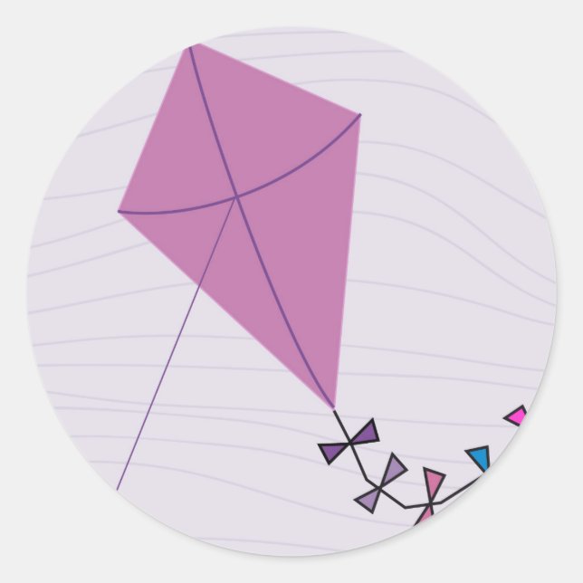 Rosa Kite Runt Klistermärke (Framsida)