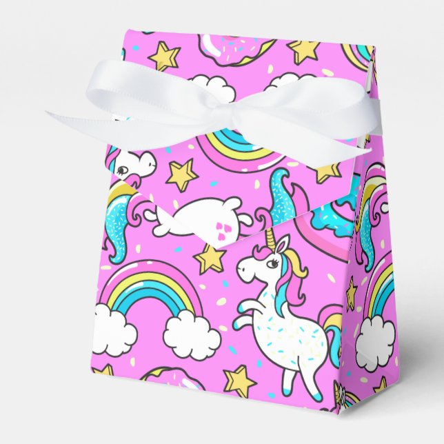 Rosa Kitschy glitter roligt unicorn och kattunge Presentaskar (Framsidan Sidan)