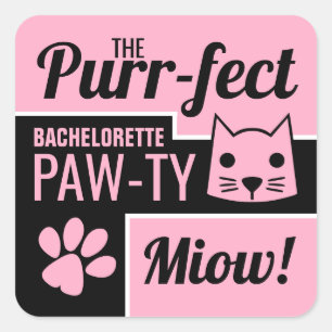 Rosa Kitten Bachelorette Party Fyrkantigt Klistermärke
