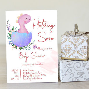 Rosa kläckning snart baby shower inbjudan