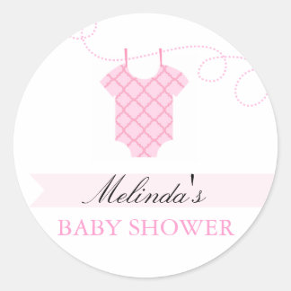 Rosa klädstreck Modern Baby Shower-dekal Runt Klistermärke