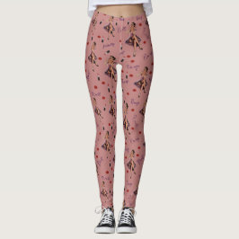 rosa klämmer upp flicka mönster leggings