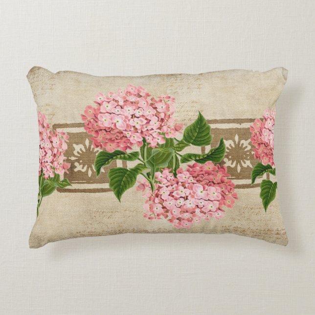 Rosa klasar av hortensia prydnadskudde (Framsidan)