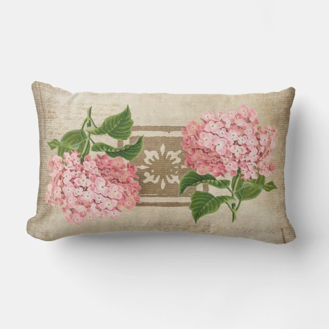 Rosa klasar av hortensia uteplats lumbarkudde (Framsida)