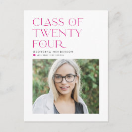 Rosa klass 2024 Modern minimalistisk examen Vykort