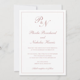 Rosa Klassisk Elegant Bröllop Inbjudningar