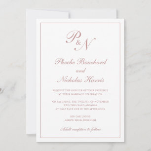 Rosa Klassisk Elegant Bröllop Inbjudningar