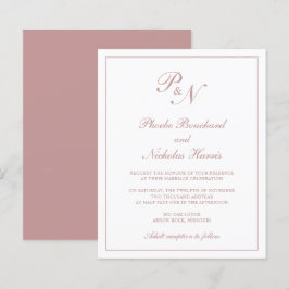 Rosa klassisk elegant budgetbröllopsinbjudan