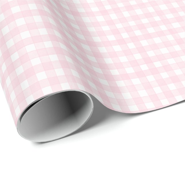 Rosa Klassisk Gingham Presentpapper (Rullad Hörn)