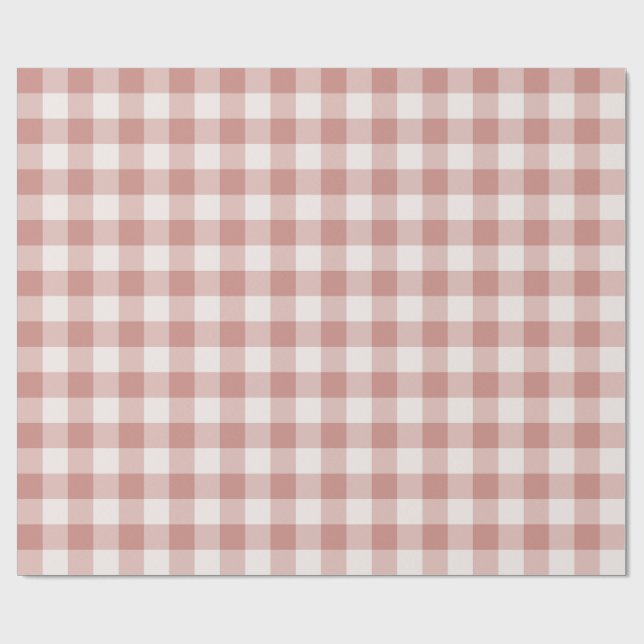 Rosa Klassisk Gingham Rutigt Presentpapper (Platt)