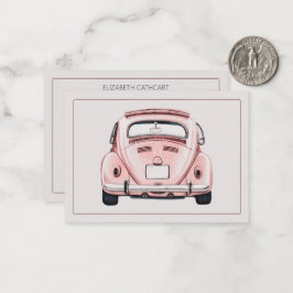 Rosa Klassisk Vintage Buggy Bug Bil Personlig Anteckningskort