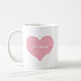 Rosa klottrat kärlekshjärta med anpassat namn elle kaffemugg