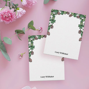 Rosa Klöver & Löv Hand-Writing Font Namn Anteckningskort