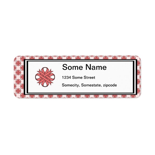 Rosa Klöver Ribbon av Kenneth Yoncich Returadress Etikett (Framsidan)