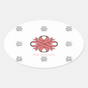 Rosa Klöver Ribbon Template av Kenneth Yoncich Ovalt Klistermärke