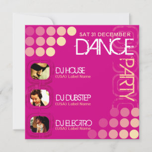 Rosa Klubb DJ Dance Party Photo Template Inbjudan